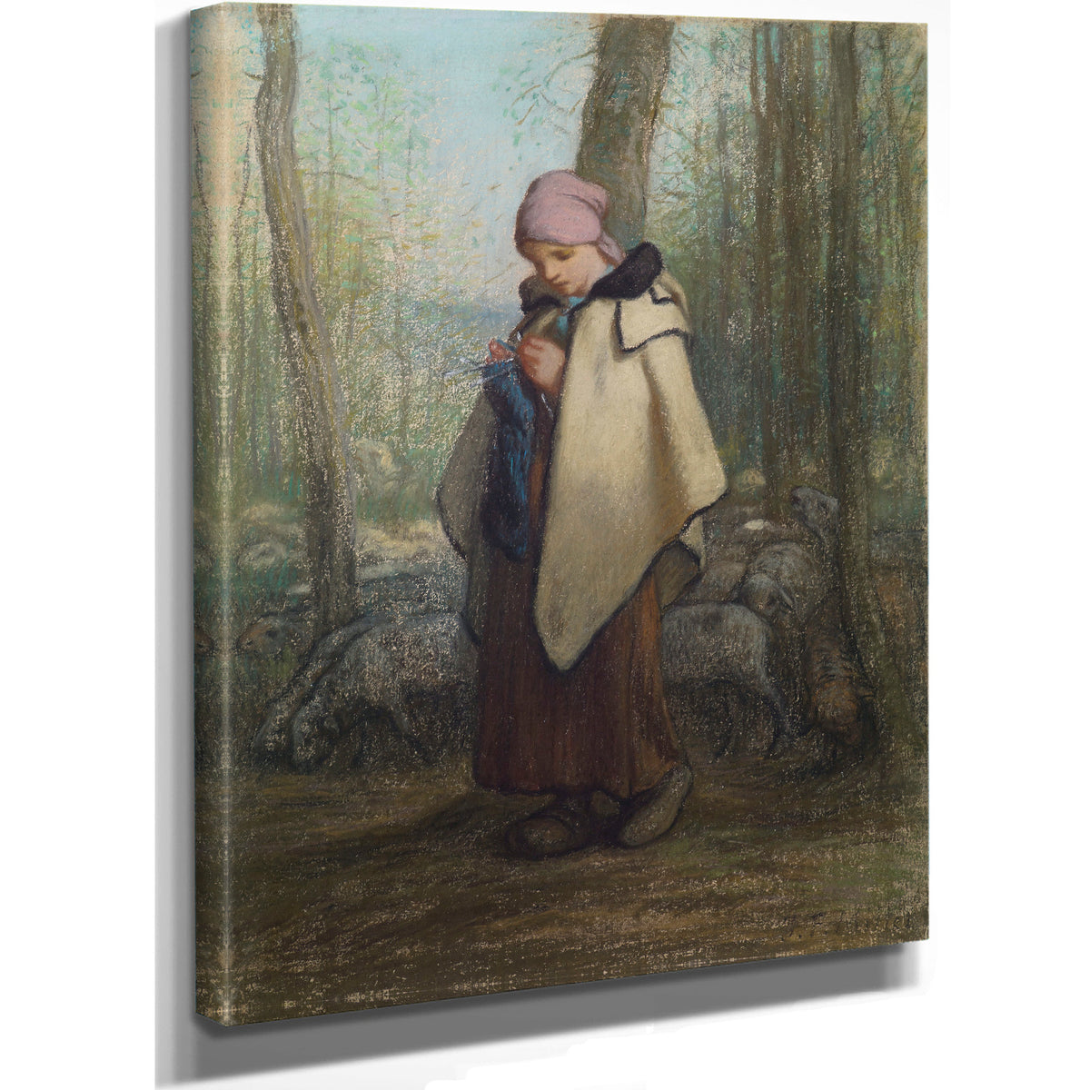 The Knitting Shepherdess 185657 By Jean Francois Millet