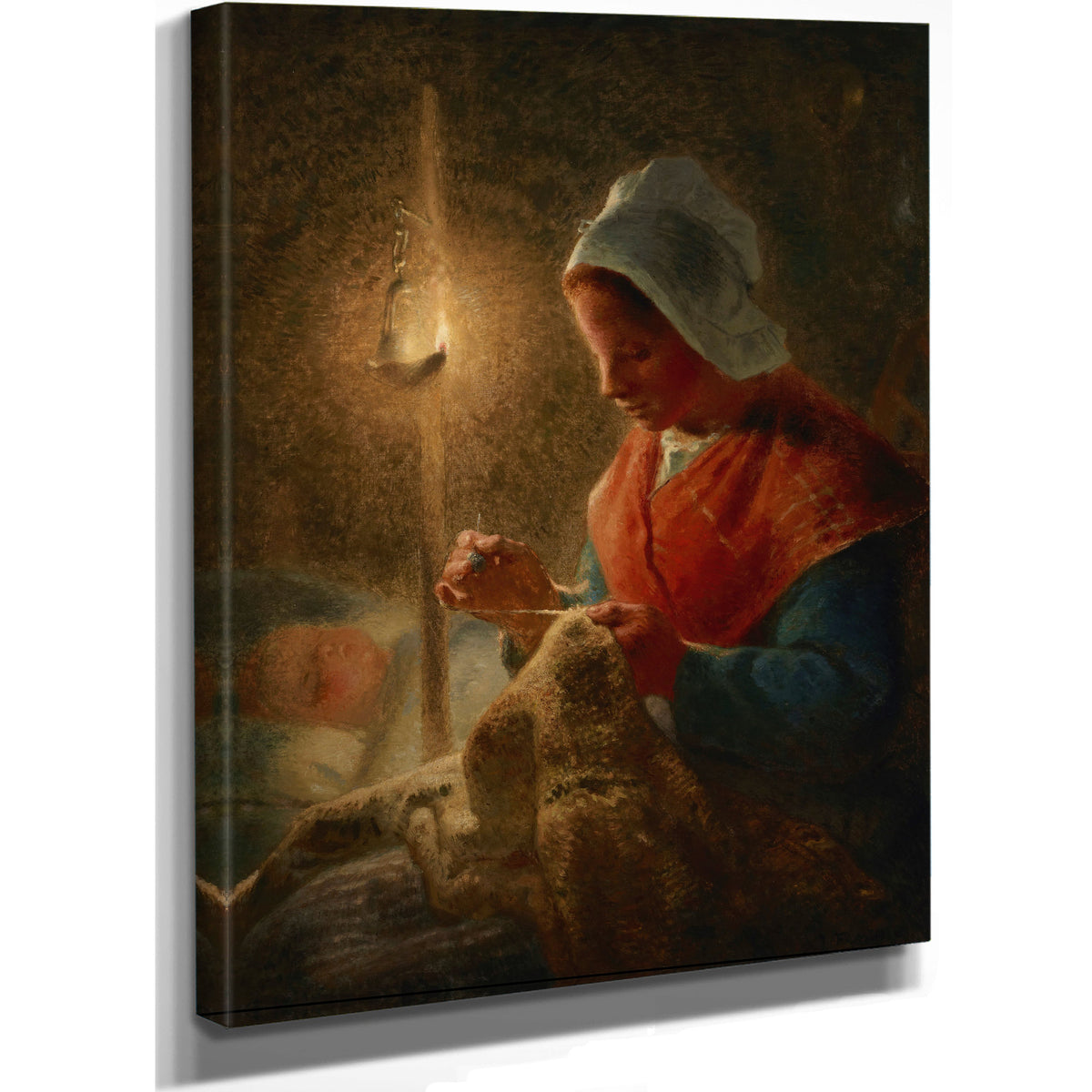 Woman Sewing Lamplight Circa 1870 1872 By Jean Francois Millet