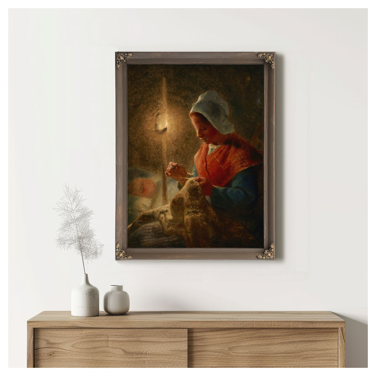 Woman Sewing Lamplight Circa 1870 1872 By Jean Francois Millet