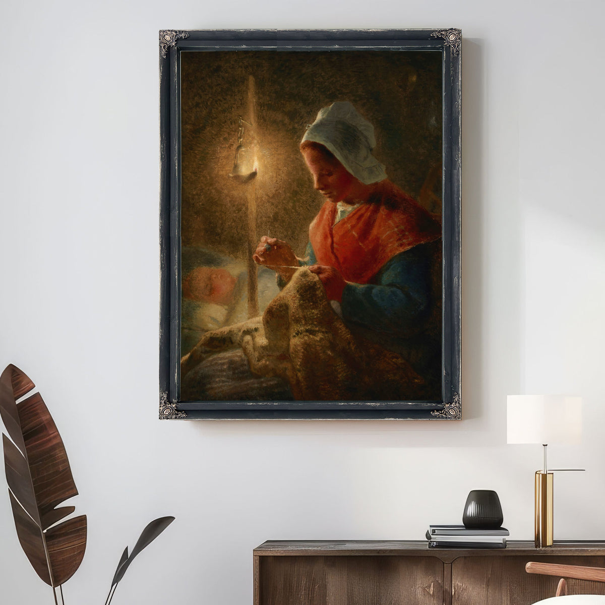 Woman Sewing Lamplight Circa 1870 1872 By Jean Francois Millet