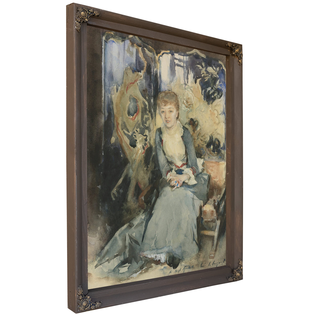 Mrs Reubell Seated Front a Screen By John Singer Sargent