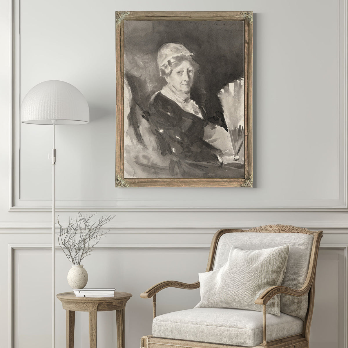 Portrait Mrs Frederick Mead a Fan By John Singer Sargent