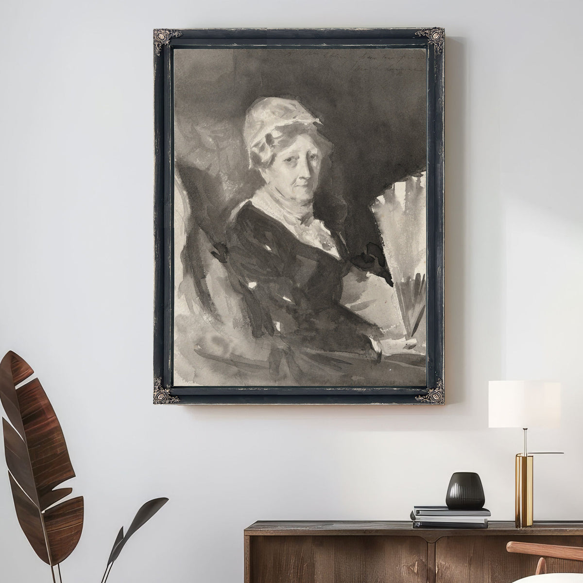 Portrait Mrs Frederick Mead a Fan By John Singer Sargent
