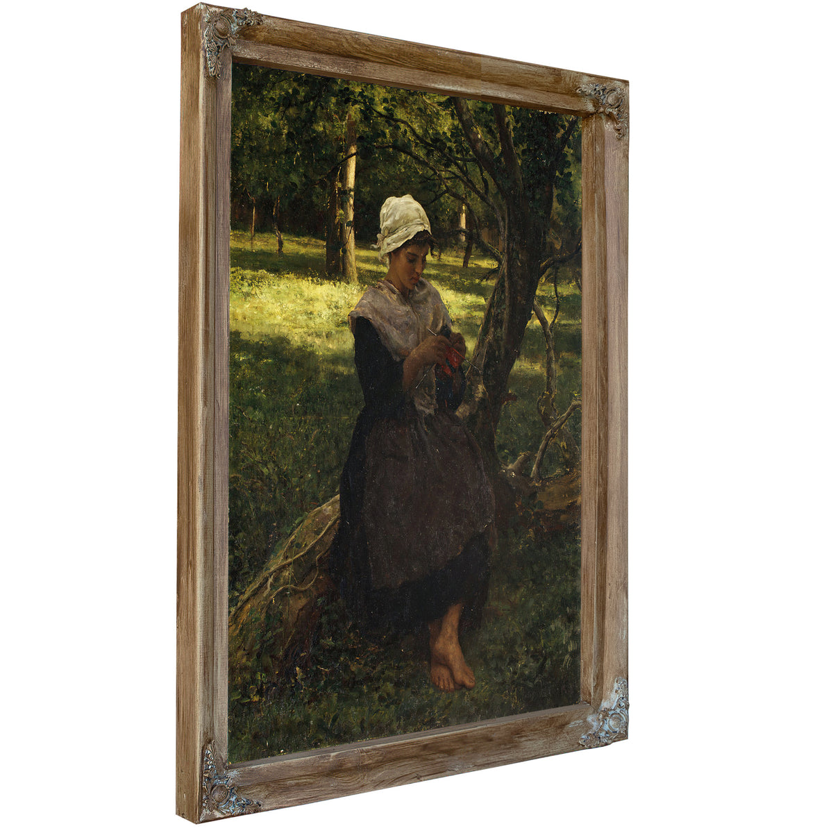 A Peasant Girl Knitting Ca 1870 By Jules Breton