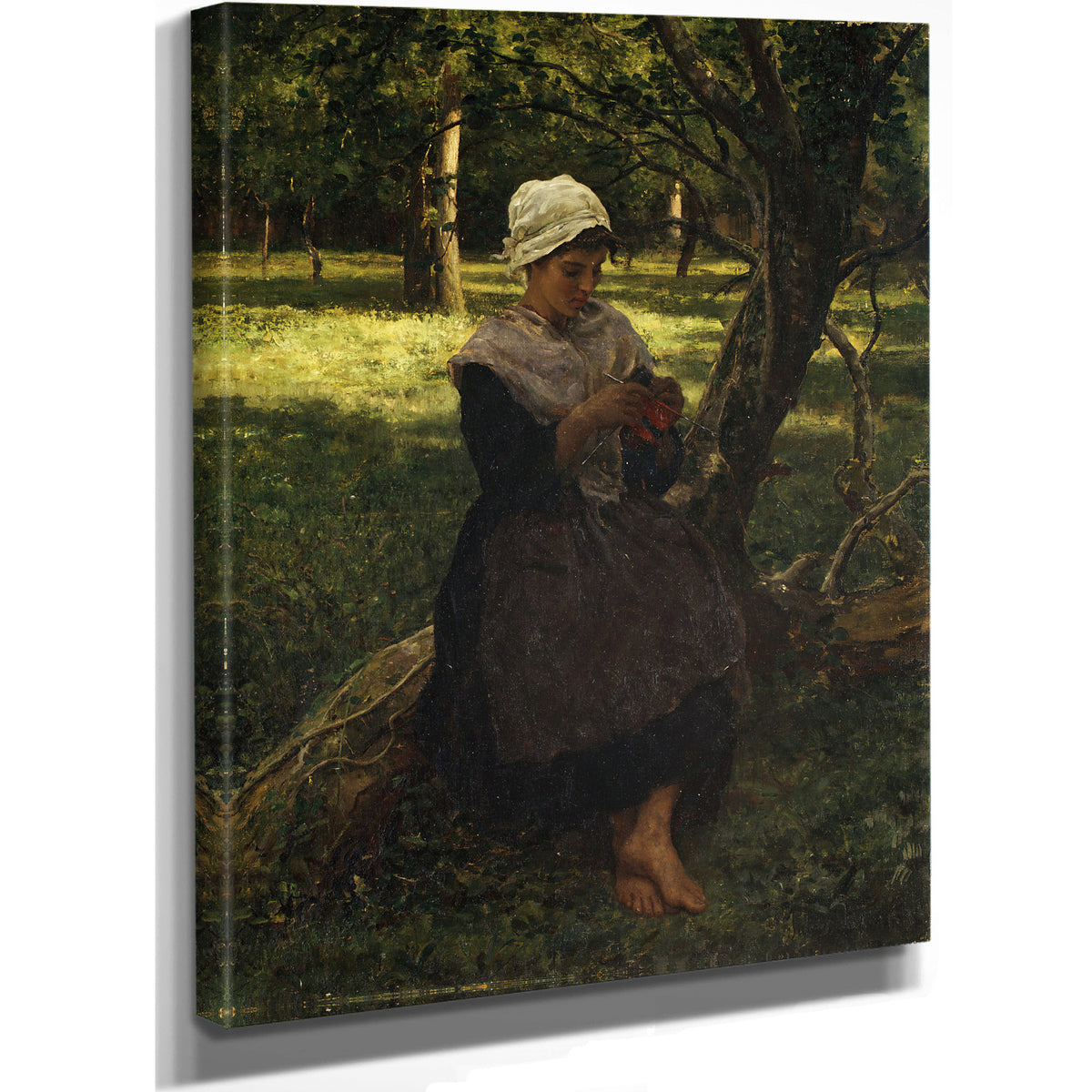 A Peasant Girl Knitting Ca 1870 By Jules Breton