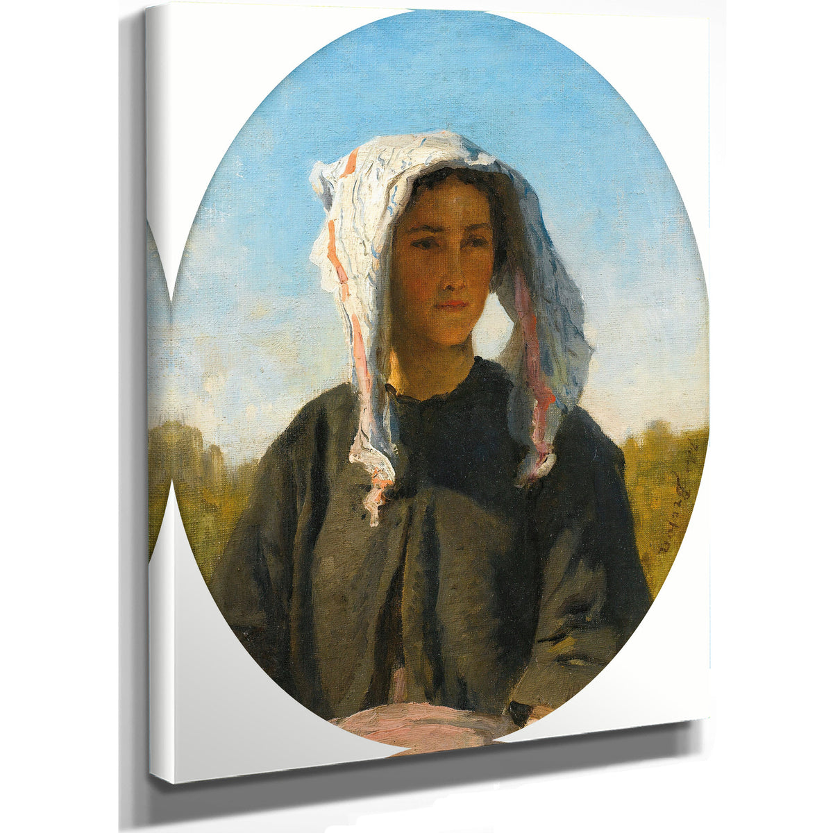 Portrait de Jeune Paysanne Bordelaise By Jules Breton