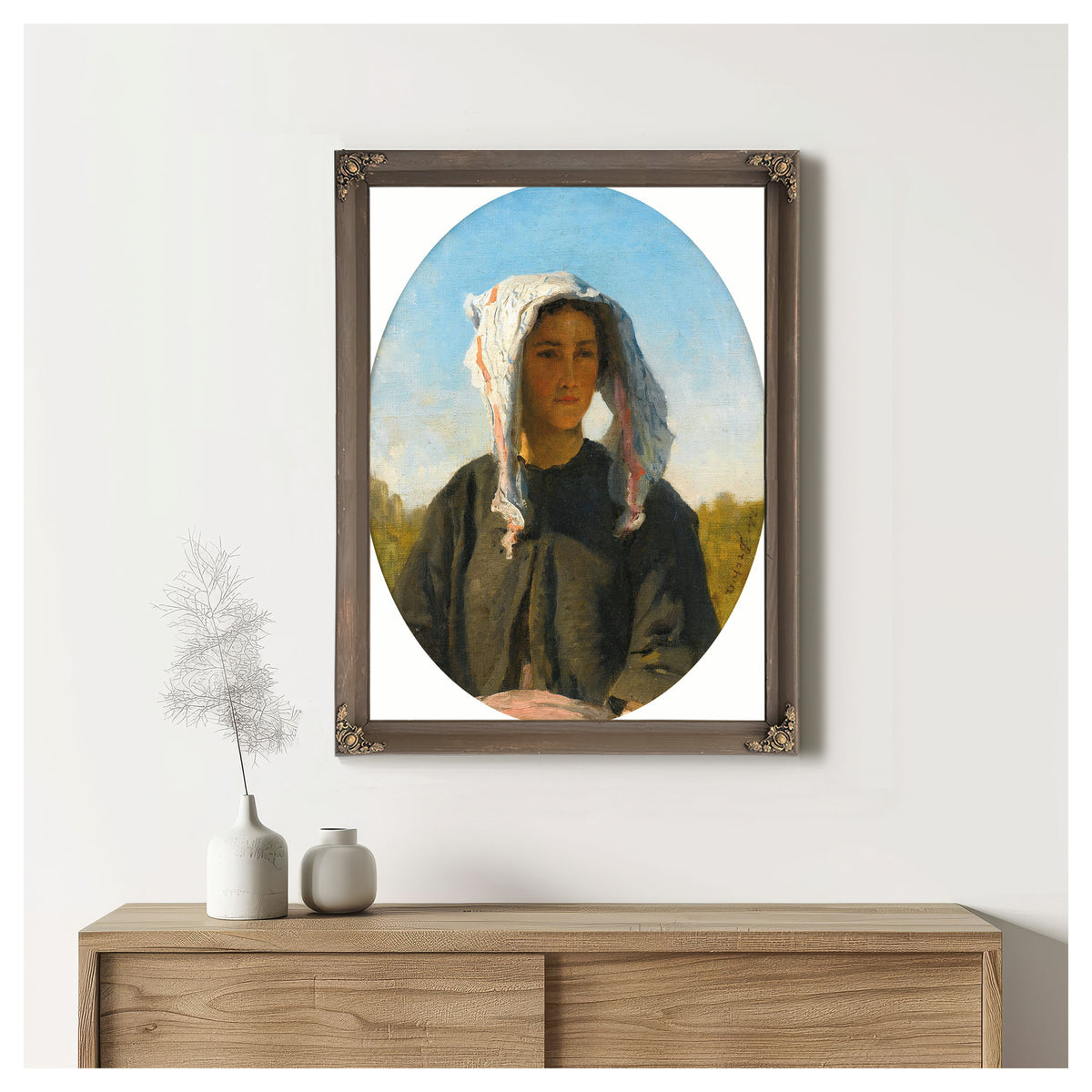 Portrait de Jeune Paysanne Bordelaise By Jules Breton
