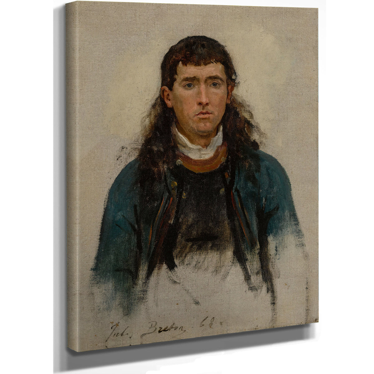Portrait Dhomme Study Un Grand Pardon By Jules Breton