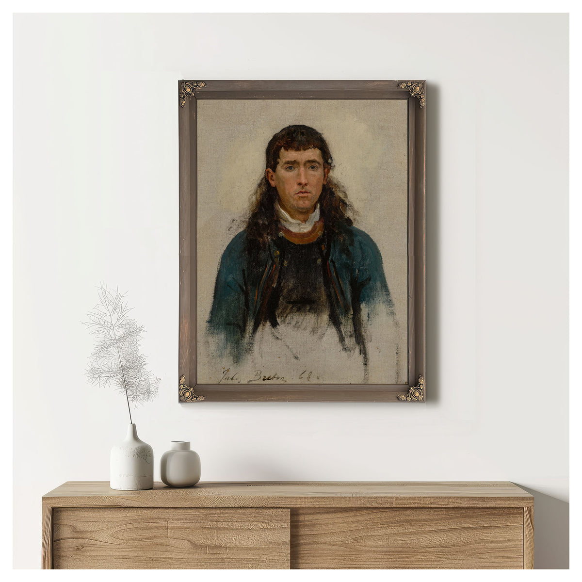 Portrait Dhomme Study Un Grand Pardon By Jules Breton