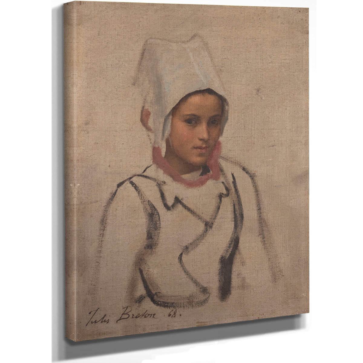 Tete de Jeune Bretonne Etude Pour le By Jules Breton