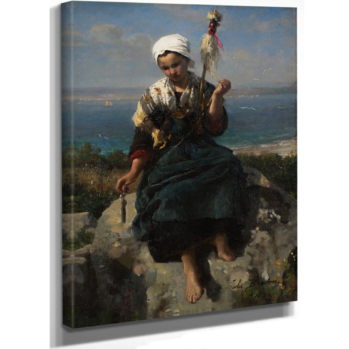 The Flax Spinner By Jules Breton