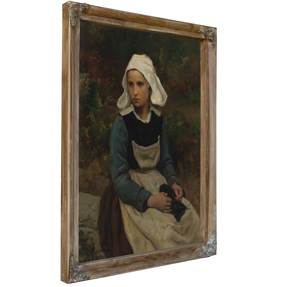 Young Brittany Girl Knitting 1866 By Jules Breton