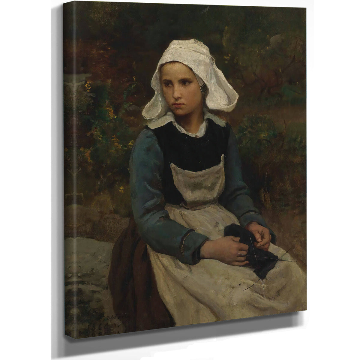 Young Brittany Girl Knitting 1866 By Jules Breton