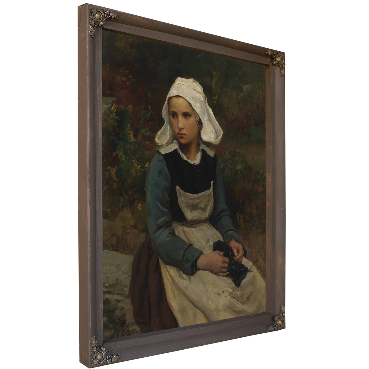 Young Brittany Girl Knitting 1866 By Jules Breton