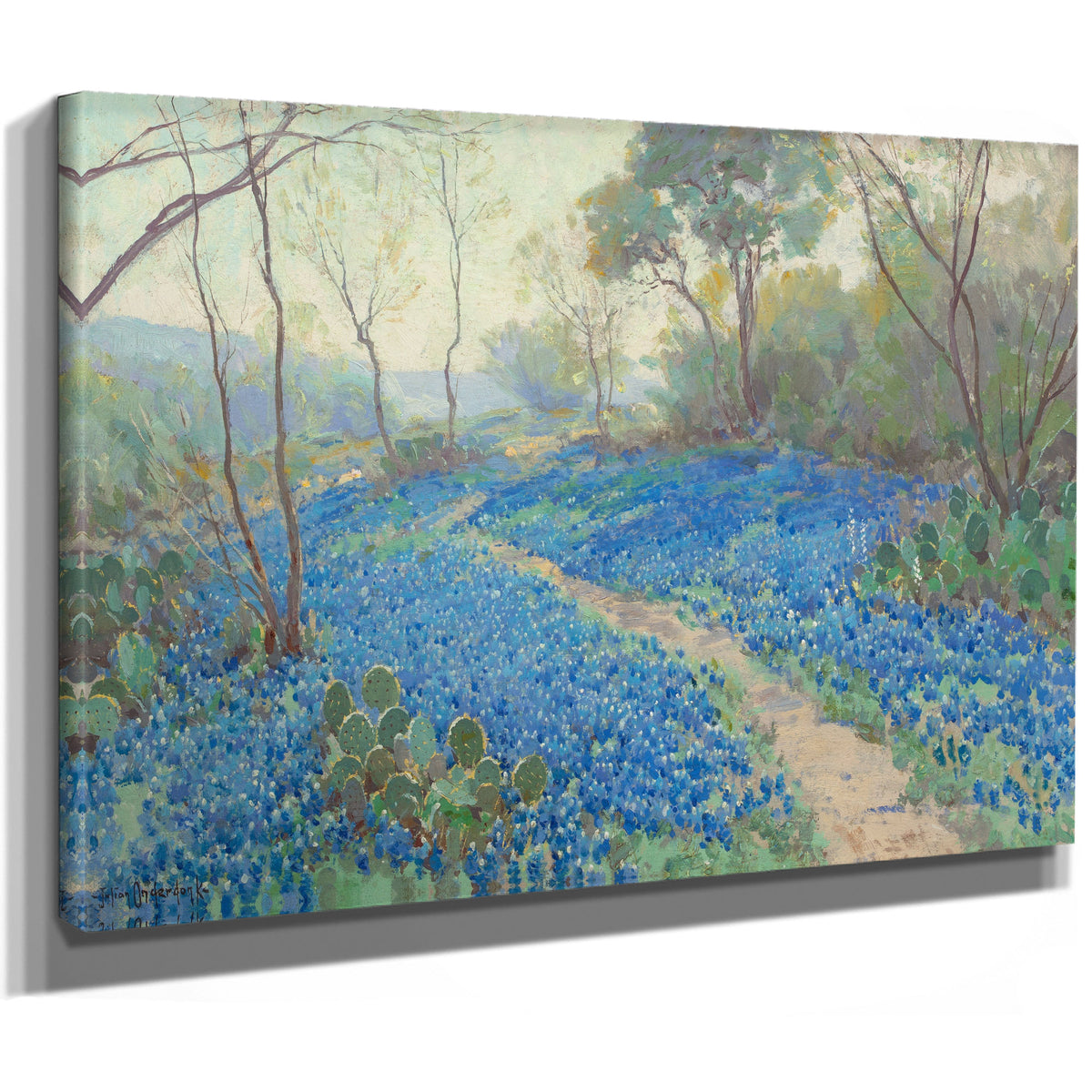 A Hillside Blue Bonnets Early Morning By Julian Onderdonk