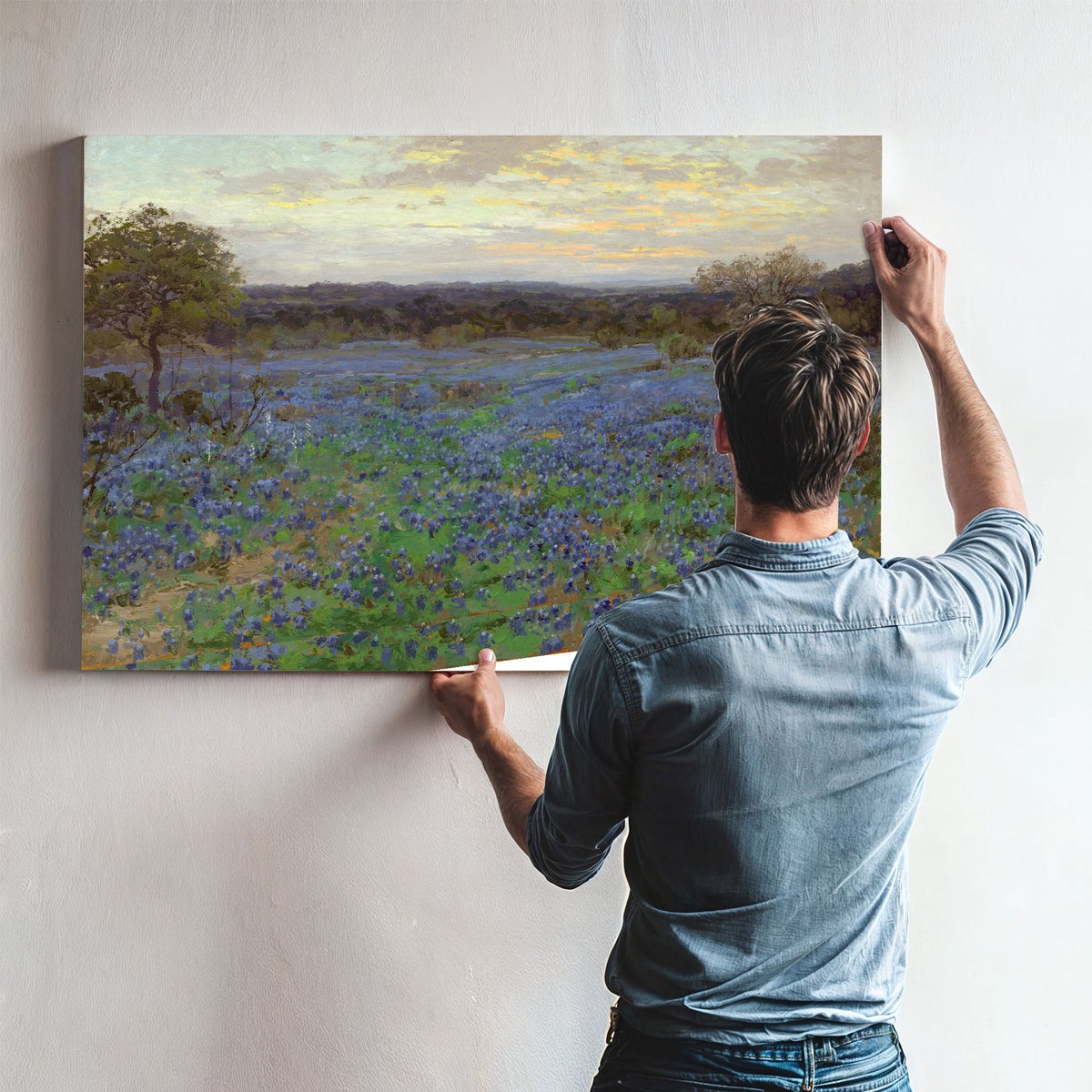 Field Bluebonnets Sunset 1919 1920 By Julian Onderdonk