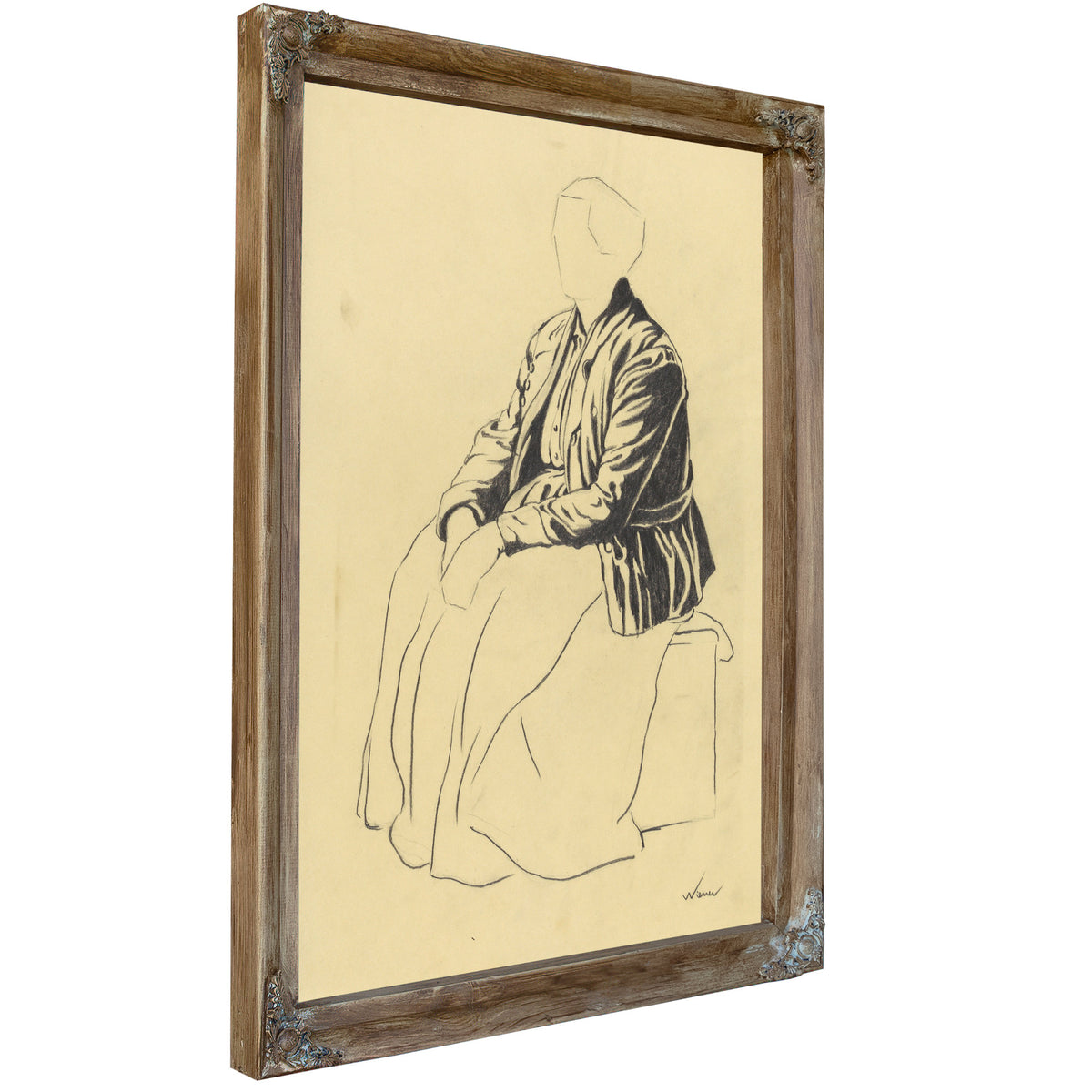 Einzelfigur Skizze Sitzende Frau By Karl Wiener