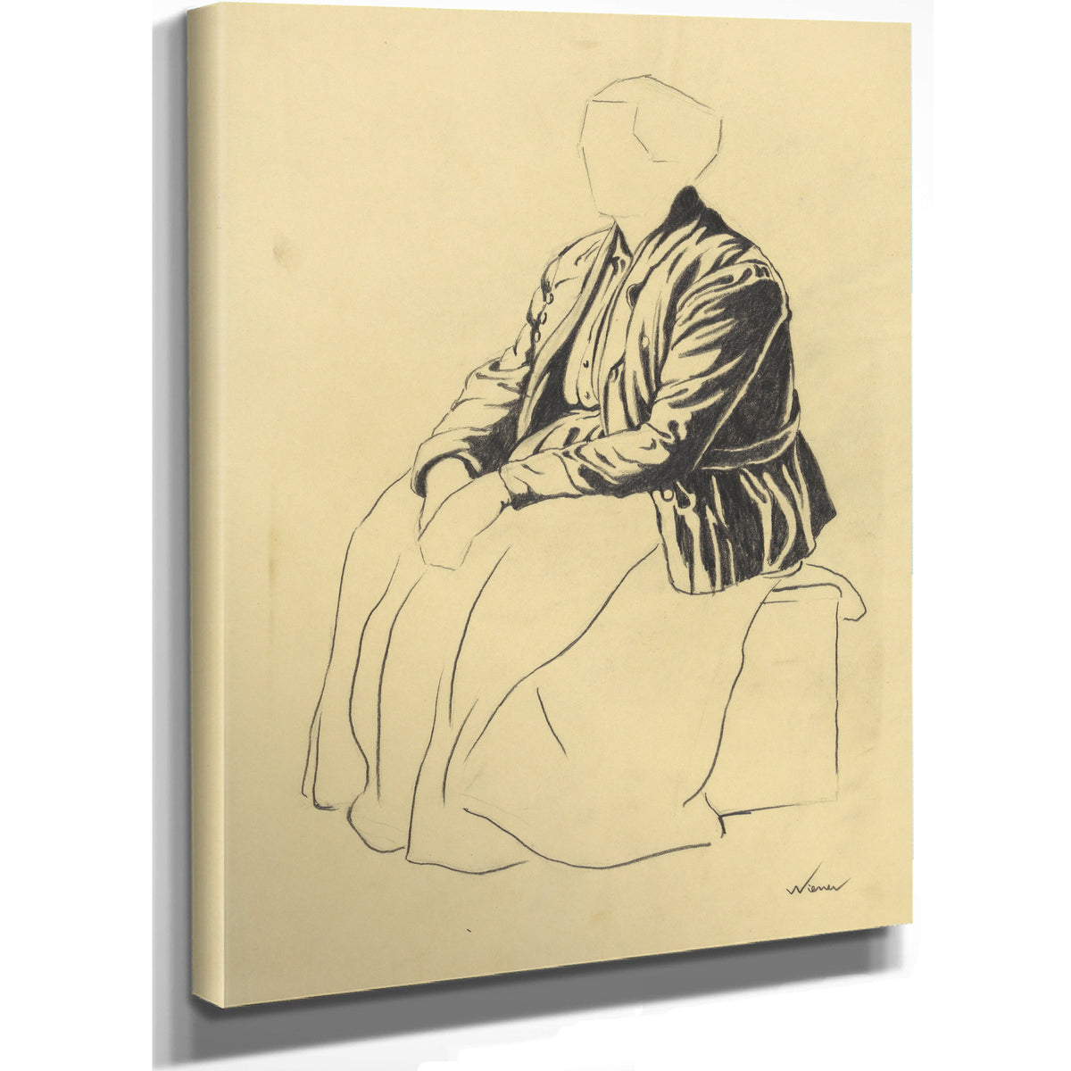Einzelfigur Skizze Sitzende Frau By Karl Wiener