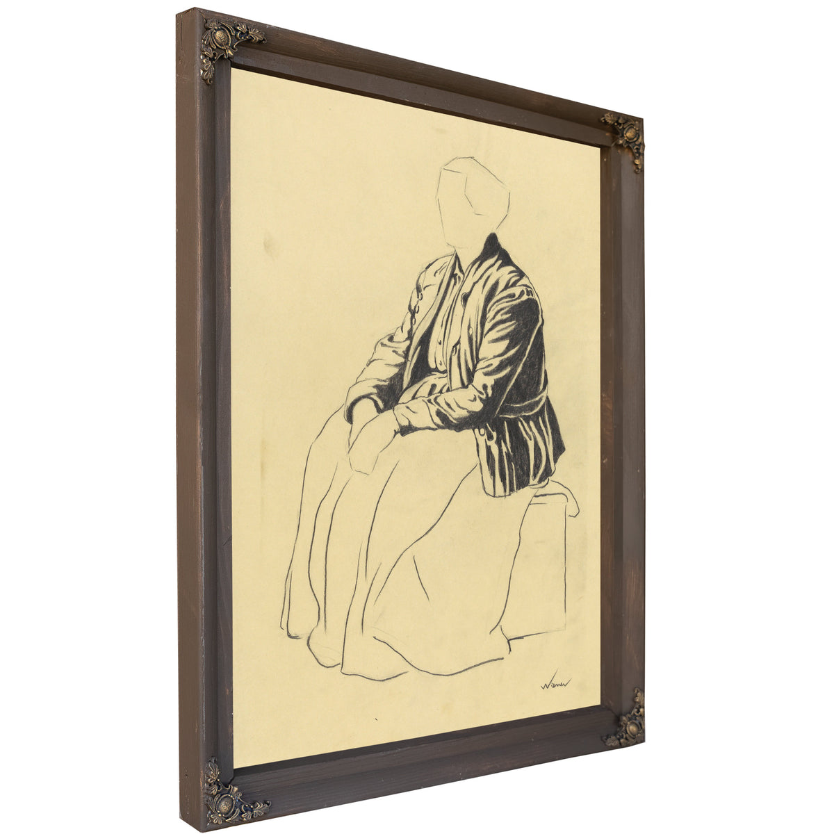 Einzelfigur Skizze Sitzende Frau By Karl Wiener