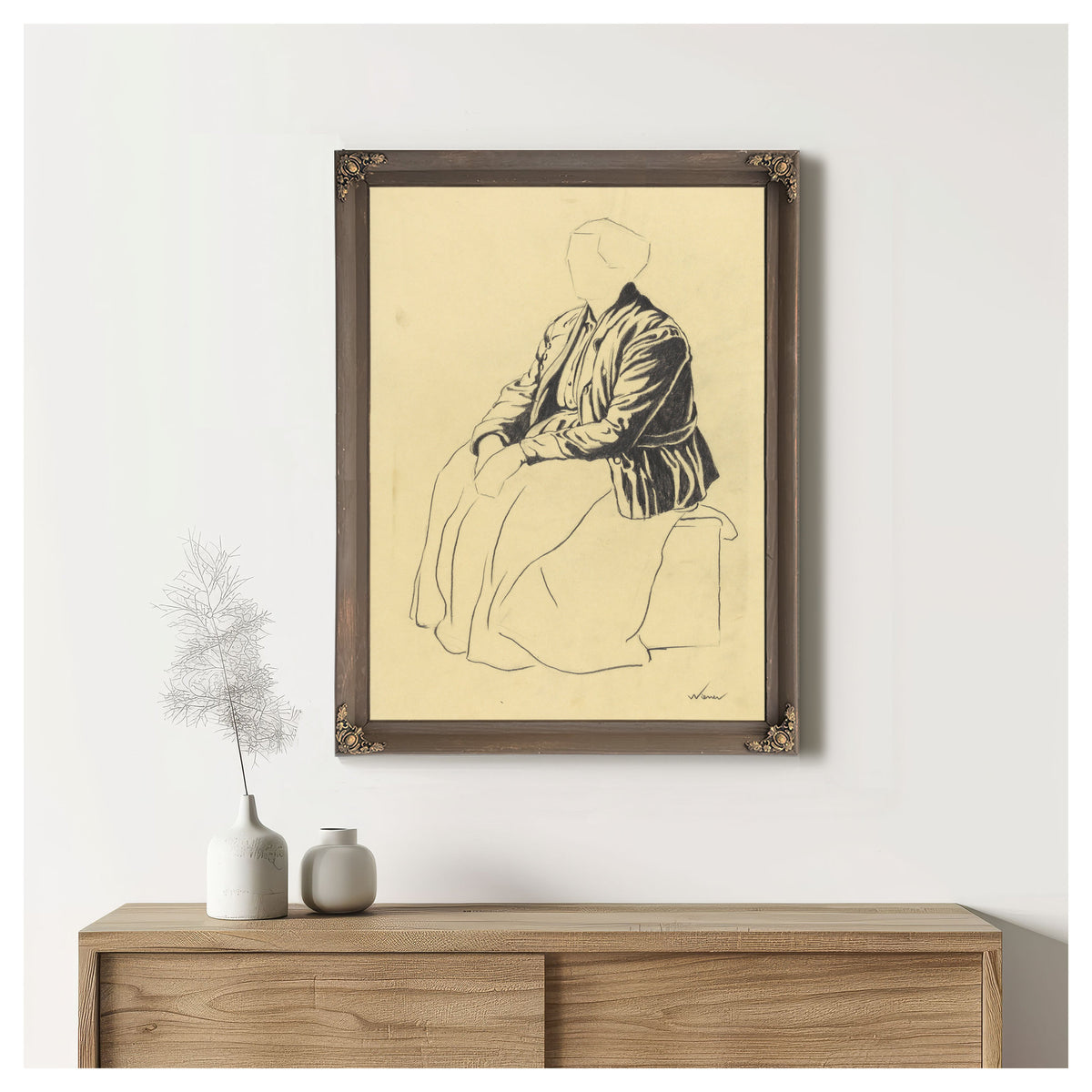 Einzelfigur Skizze Sitzende Frau By Karl Wiener