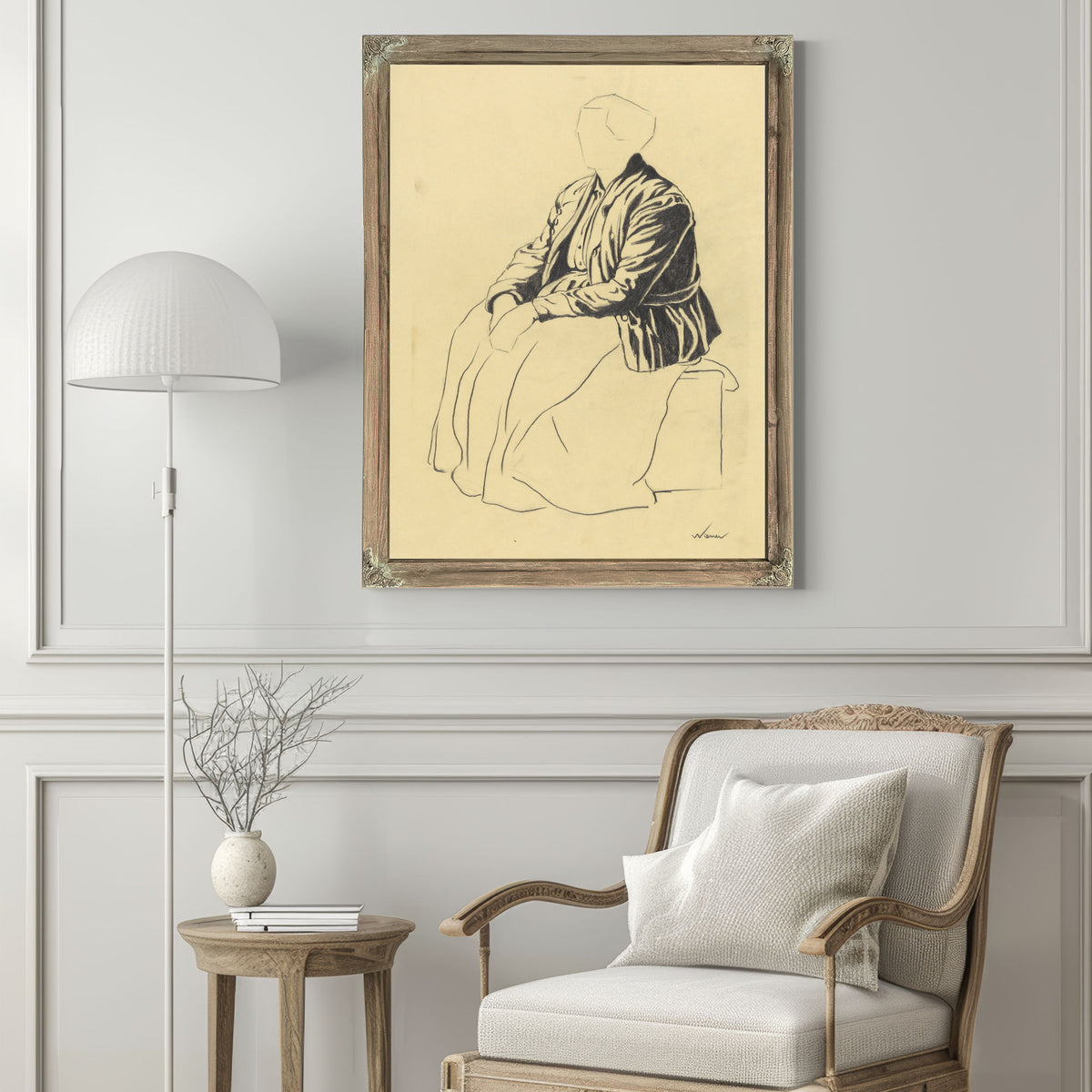 Einzelfigur Skizze Sitzende Frau By Karl Wiener