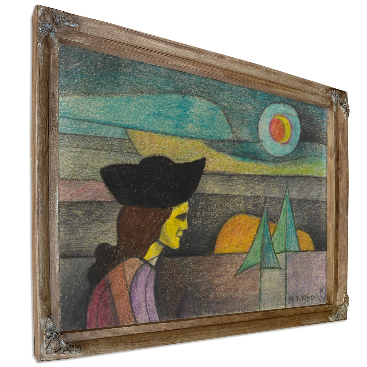 Ohne Titel Frau Mit Schwarzem Hut 1940 By Karl Wiener