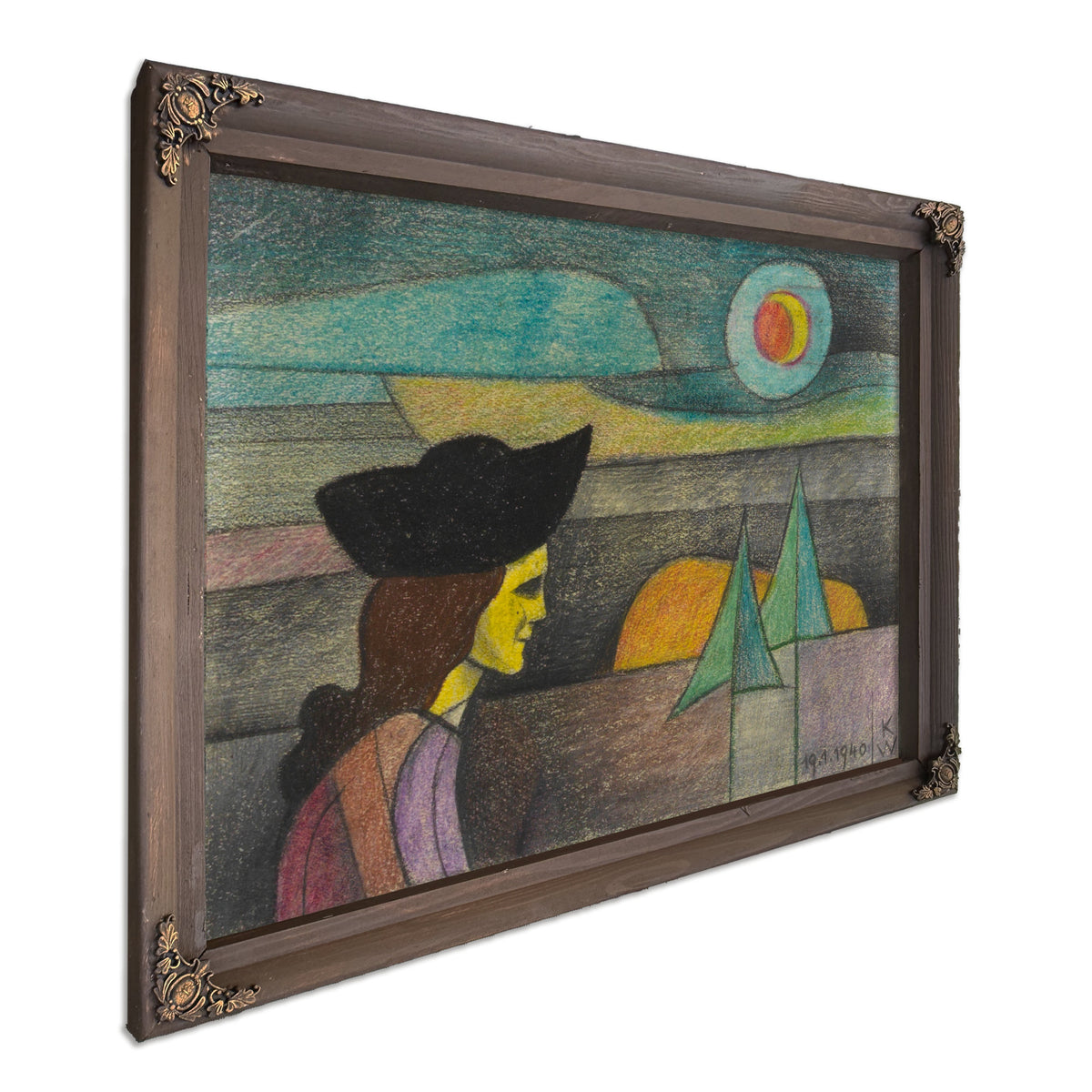 Ohne Titel Frau Mit Schwarzem Hut 1940 By Karl Wiener