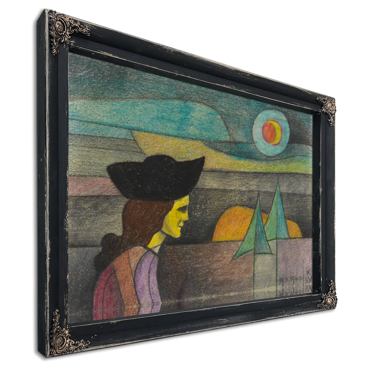 Ohne Titel Frau Mit Schwarzem Hut 1940 By Karl Wiener