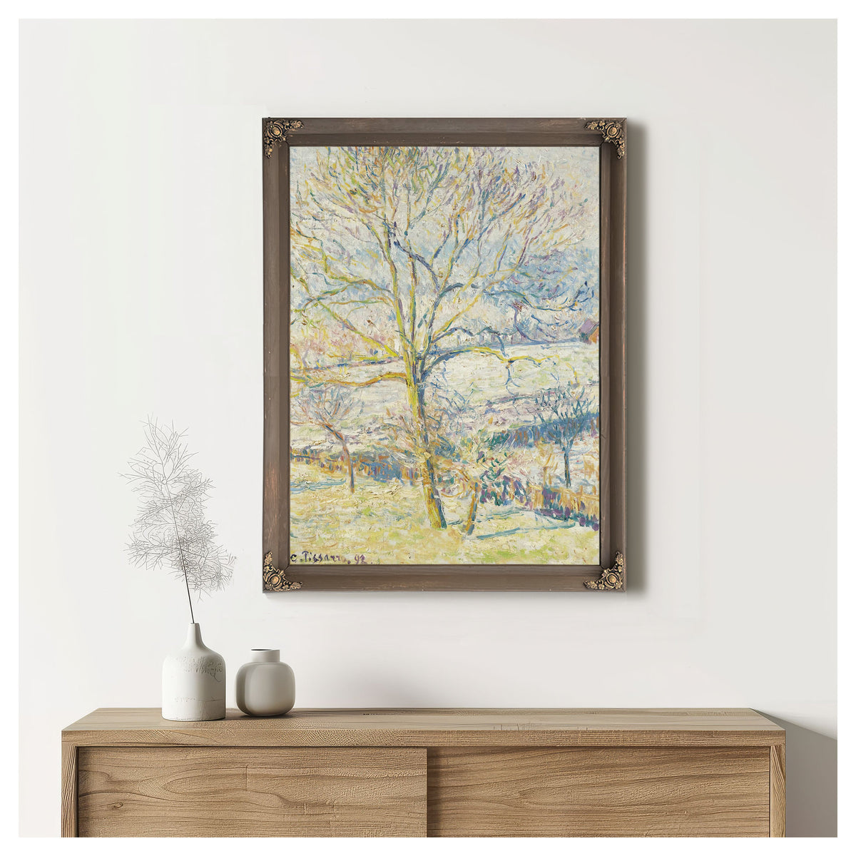 Le Grand Noyer Gelee Blanche Eragny by Camille Pissarro