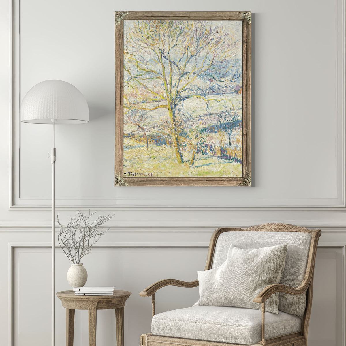 Le Grand Noyer Gelee Blanche Eragny by Camille Pissarro