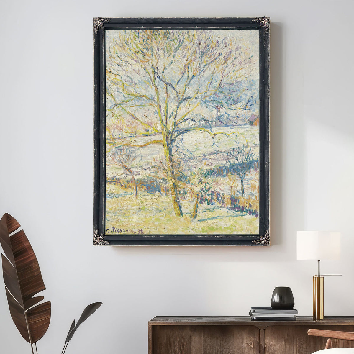 Le Grand Noyer Gelee Blanche Eragny by Camille Pissarro