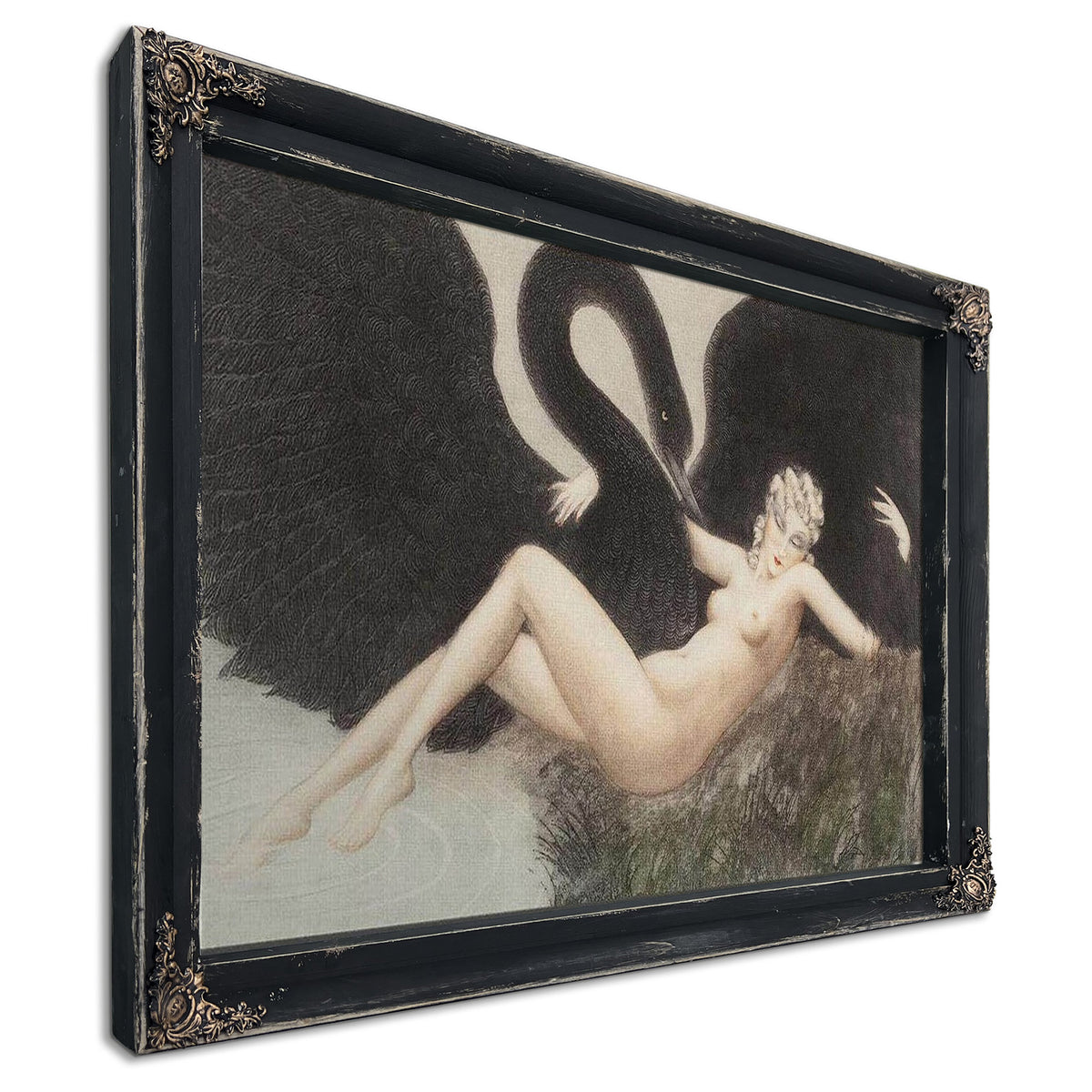 Leda And The Swan 1934 By Louis Icart