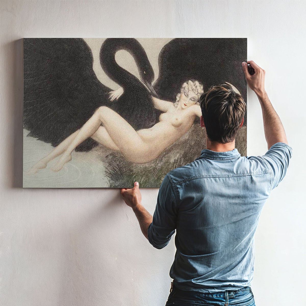 Leda And The Swan 1934 By Louis Icart