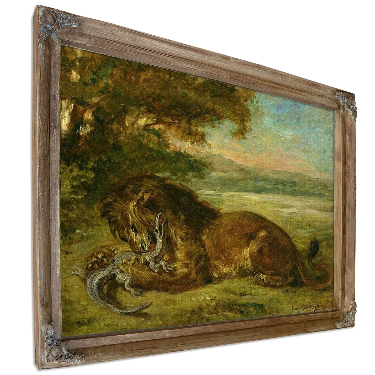 Lion And Alligator By Ferdinand Victor Eugene Delacroix