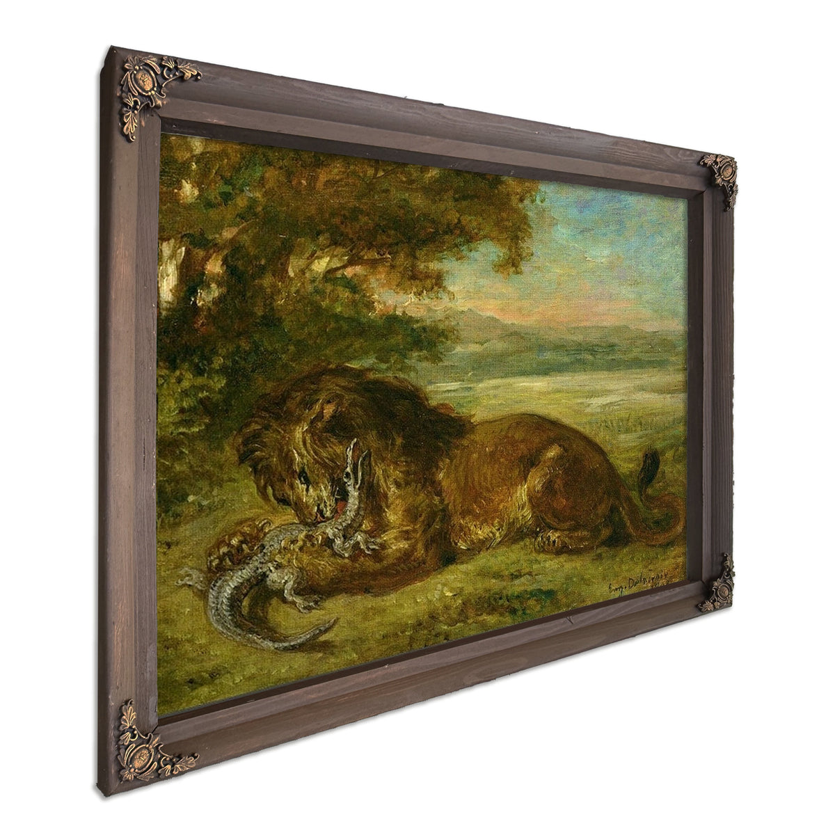 Lion And Alligator By Ferdinand Victor Eugene Delacroix