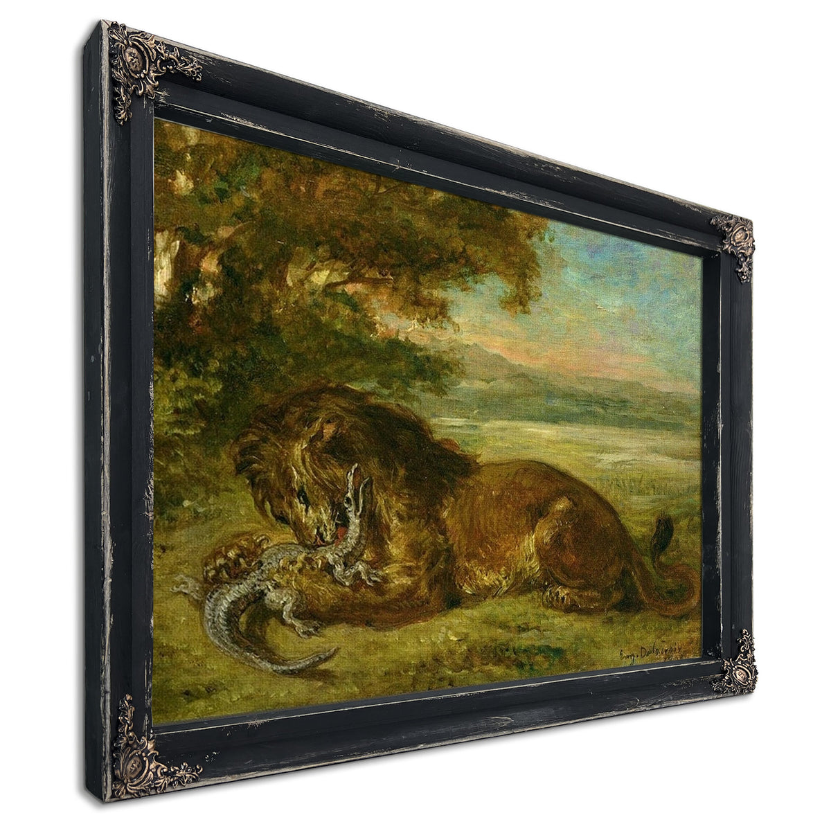 Lion And Alligator By Ferdinand Victor Eugene Delacroix
