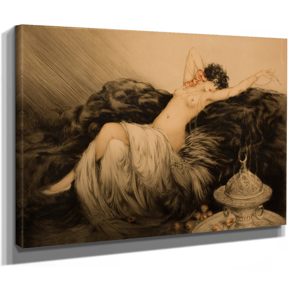Nude Black Fur By Louis Icart
