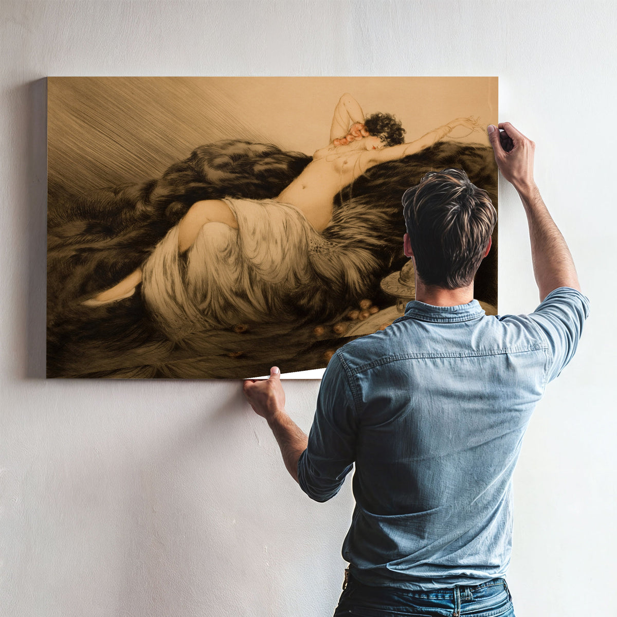 Nude Black Fur By Louis Icart