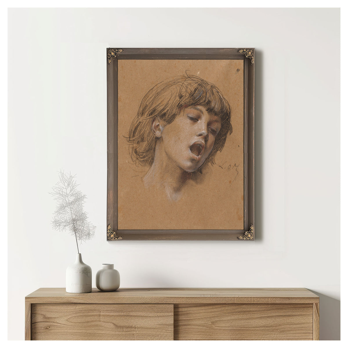Head a Boy Singing Study Music C 1898 By Luc Olivier Merson