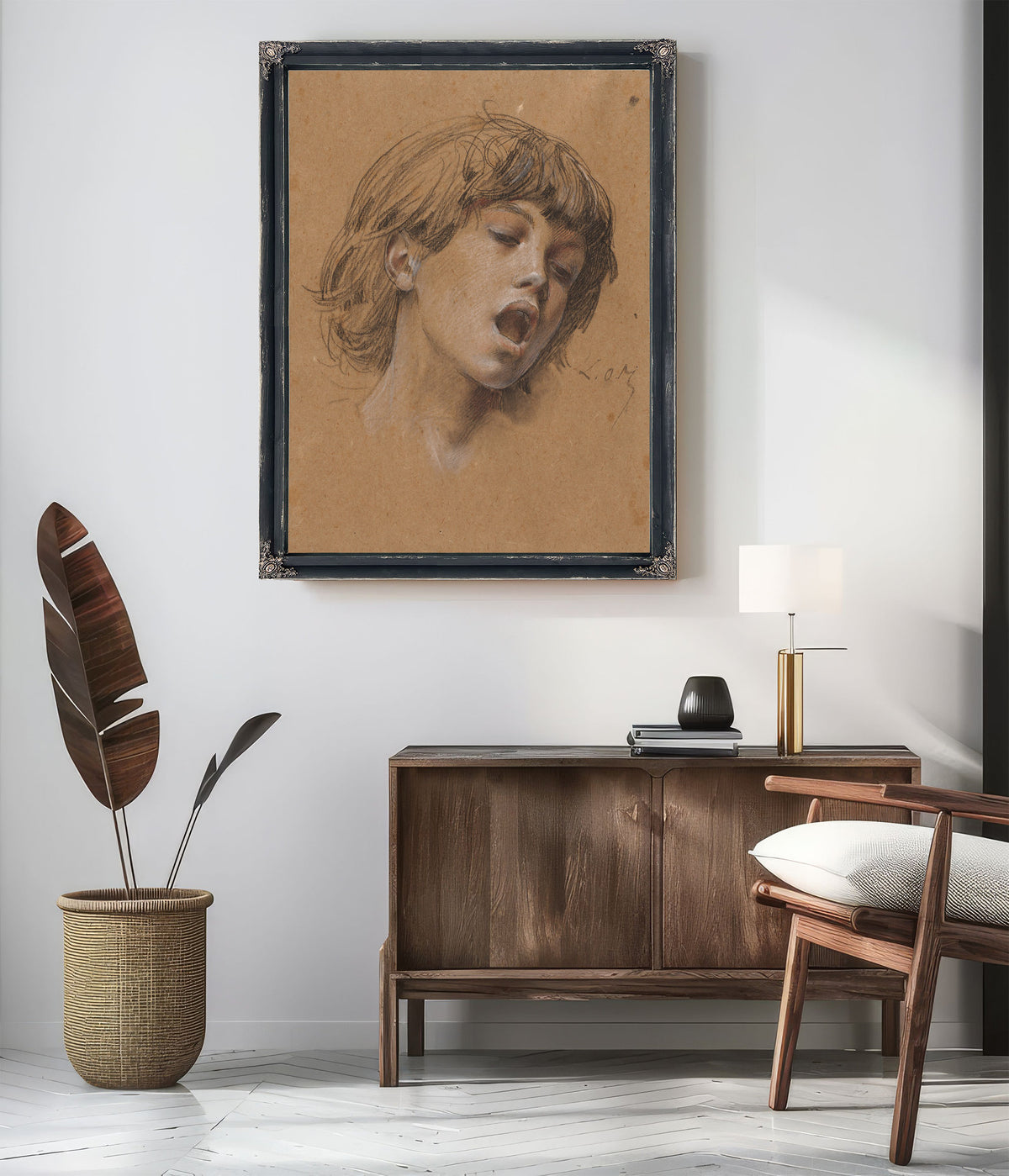 Head a Boy Singing Study Music C 1898 By Luc Olivier Merson