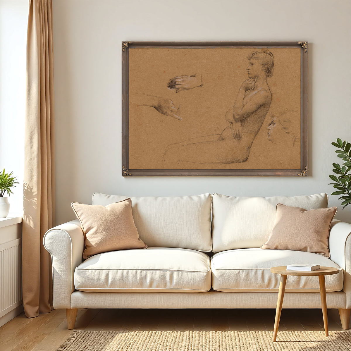 Nu de Femme Assise et Etude de Mains 02 By Luc Olivier Merson