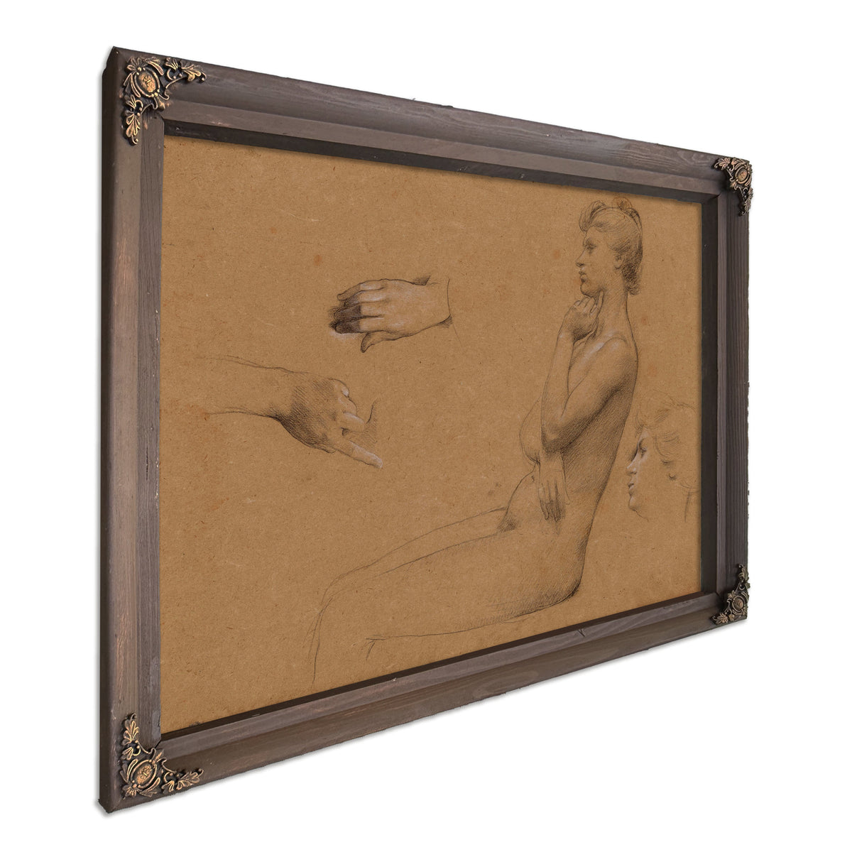 Nu de Femme Assise et Etude de Mains 02 By Luc Olivier Merson