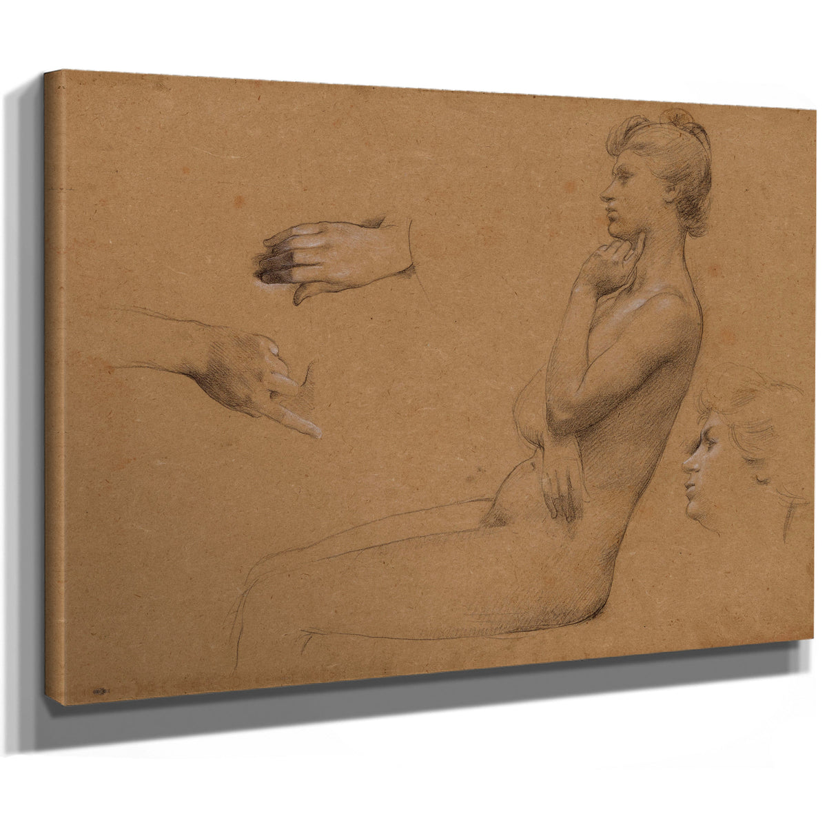 Nu de Femme Assise et Etude de Mains 02 By Luc Olivier Merson