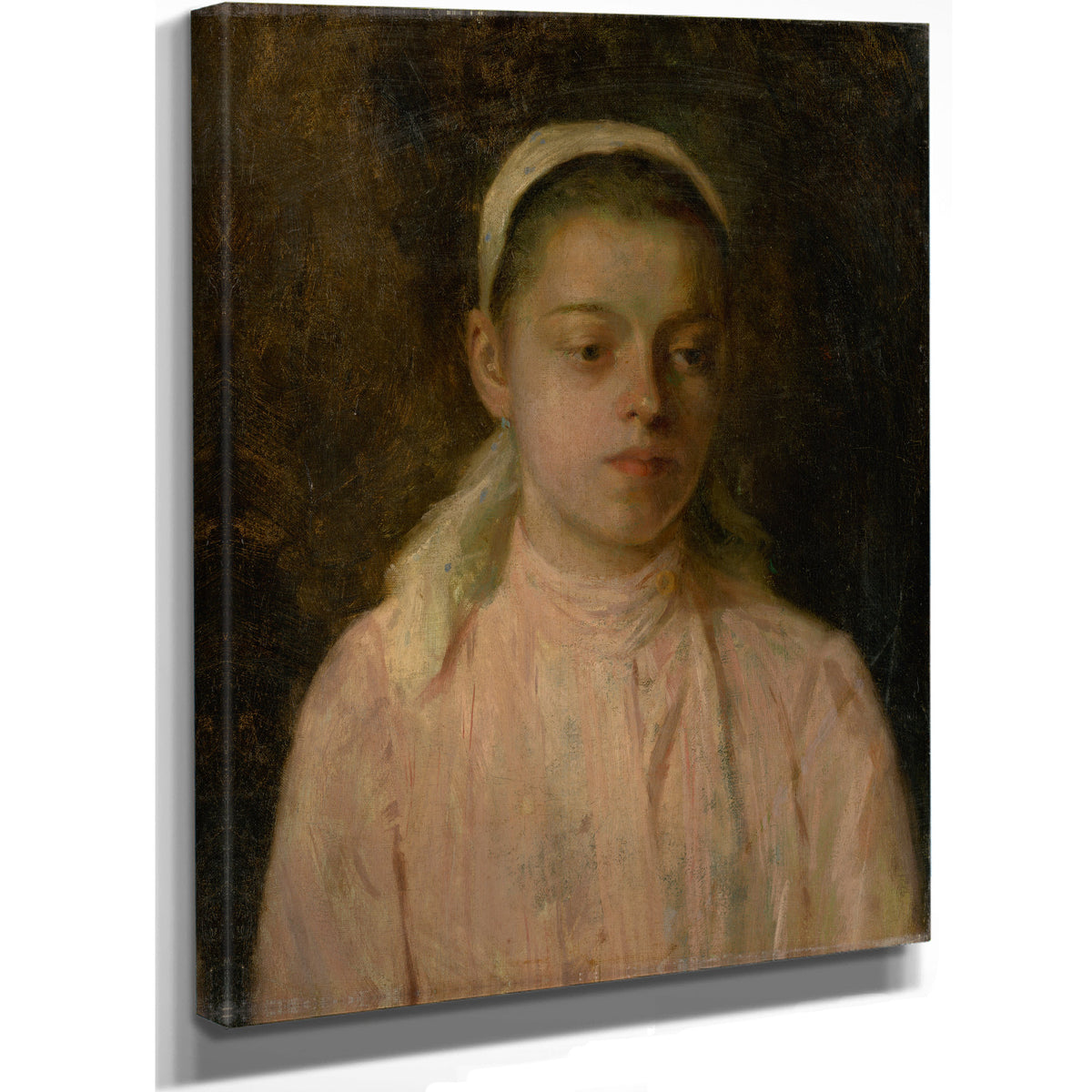 Study a Head Peasant Girl By Ludovit Cordak