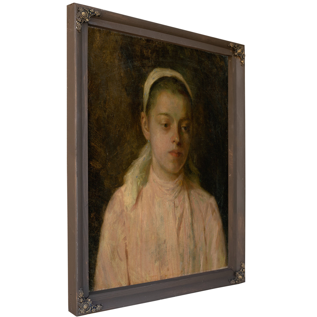 Study a Head Peasant Girl By Ludovit Cordak