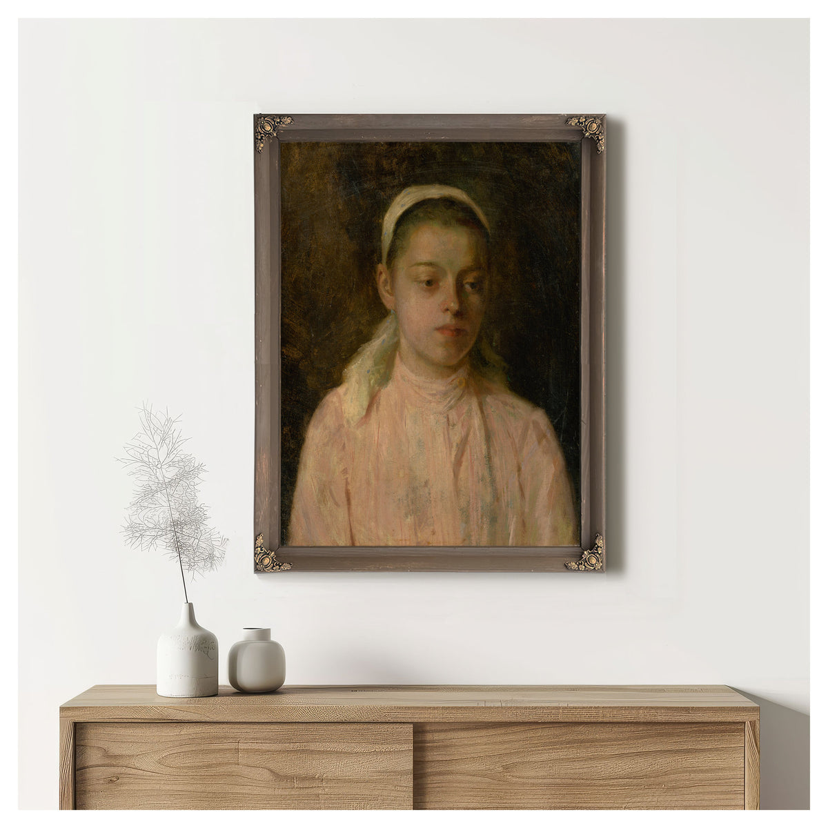 Study a Head Peasant Girl By Ludovit Cordak
