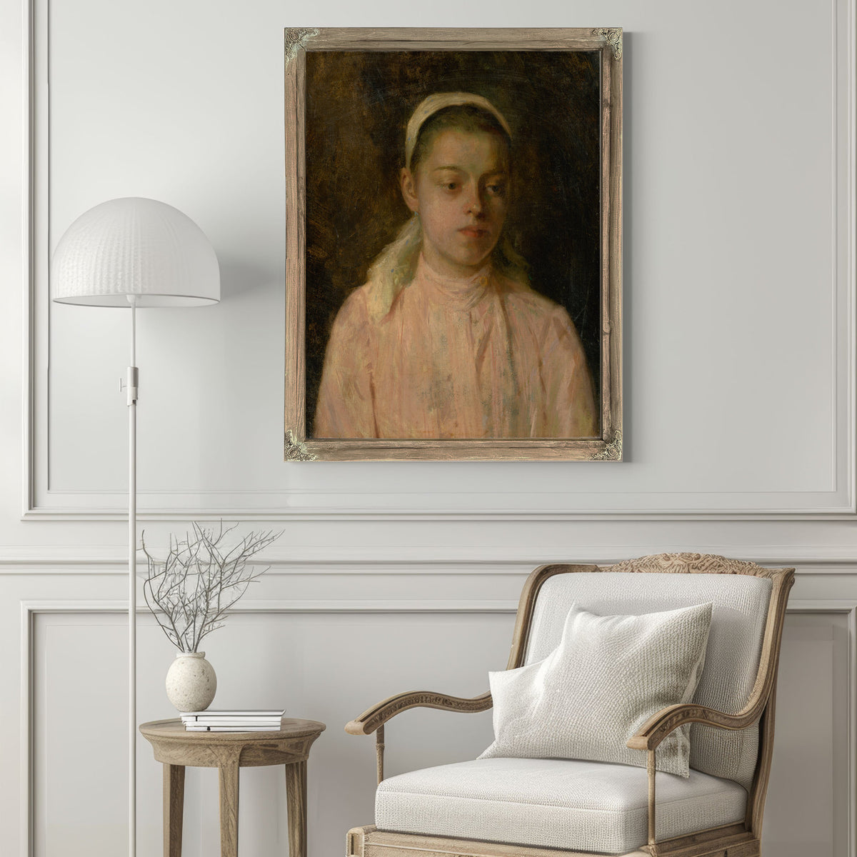 Study a Head Peasant Girl By Ludovit Cordak