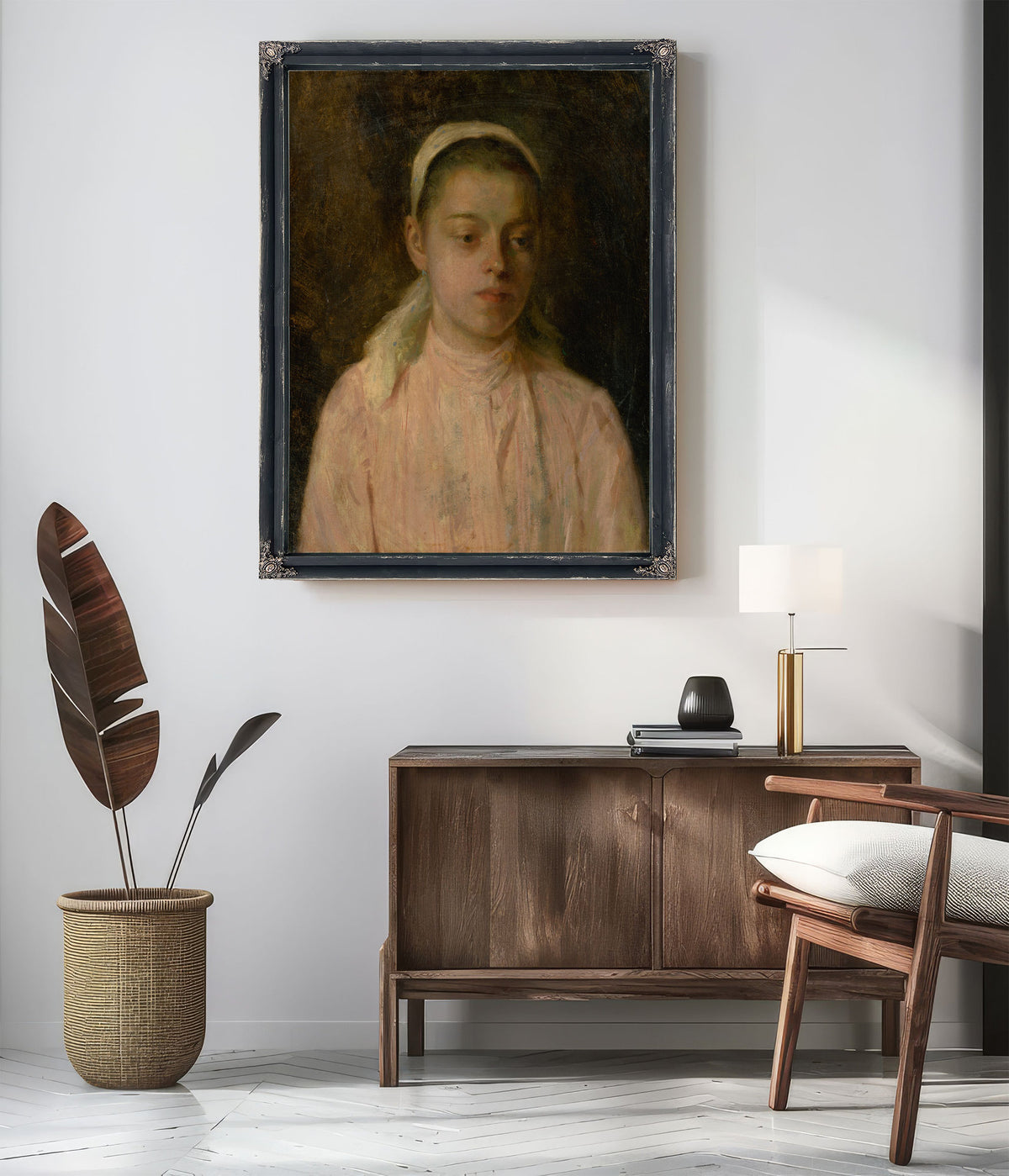 Study a Head Peasant Girl By Ludovit Cordak