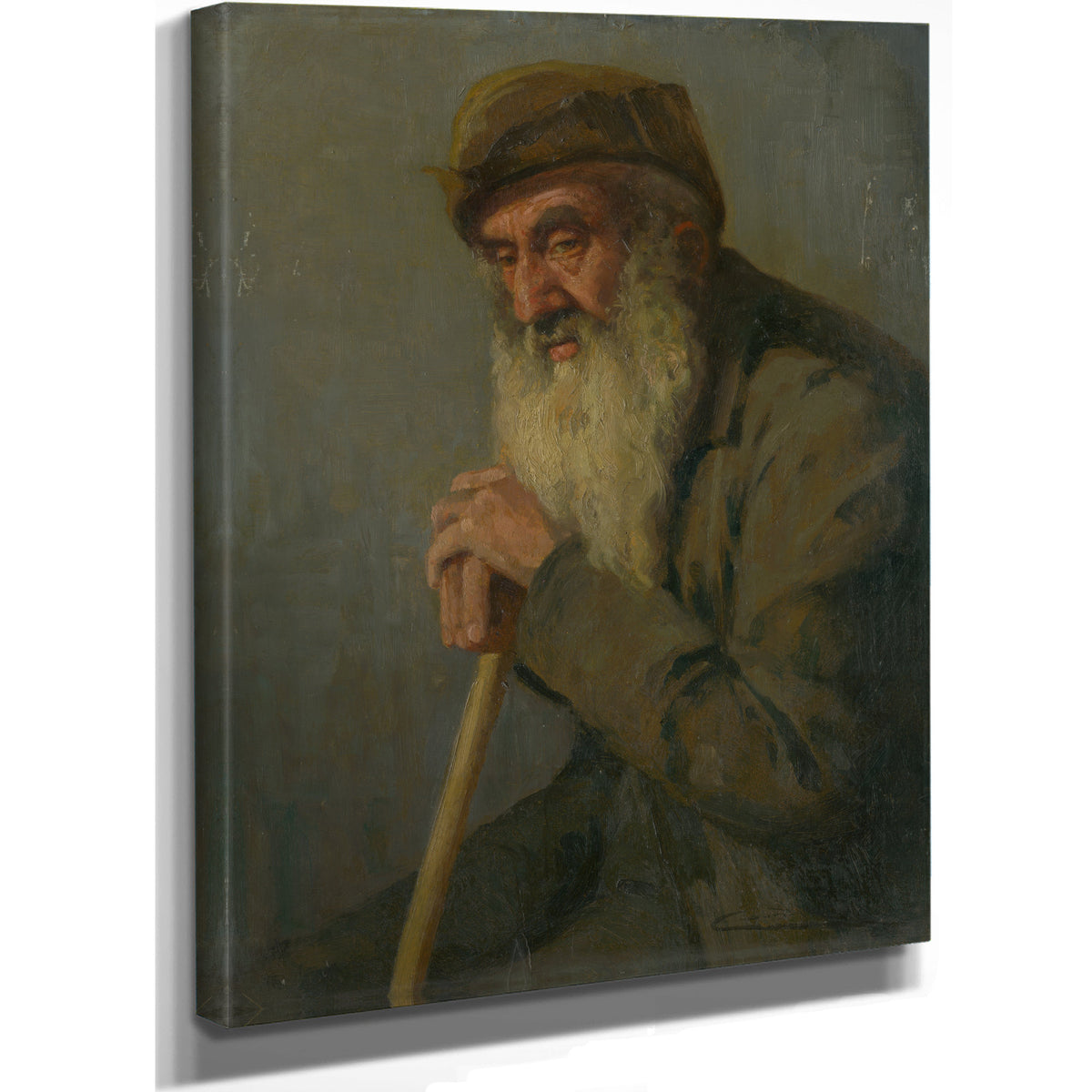 Study a Seated Old Man By Ludovit Cordak