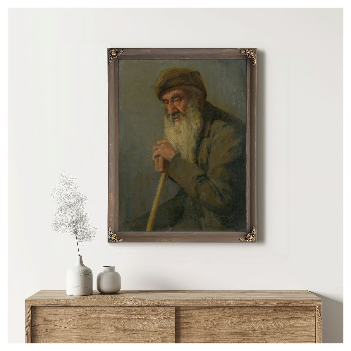 Study a Seated Old Man By Ludovit Cordak